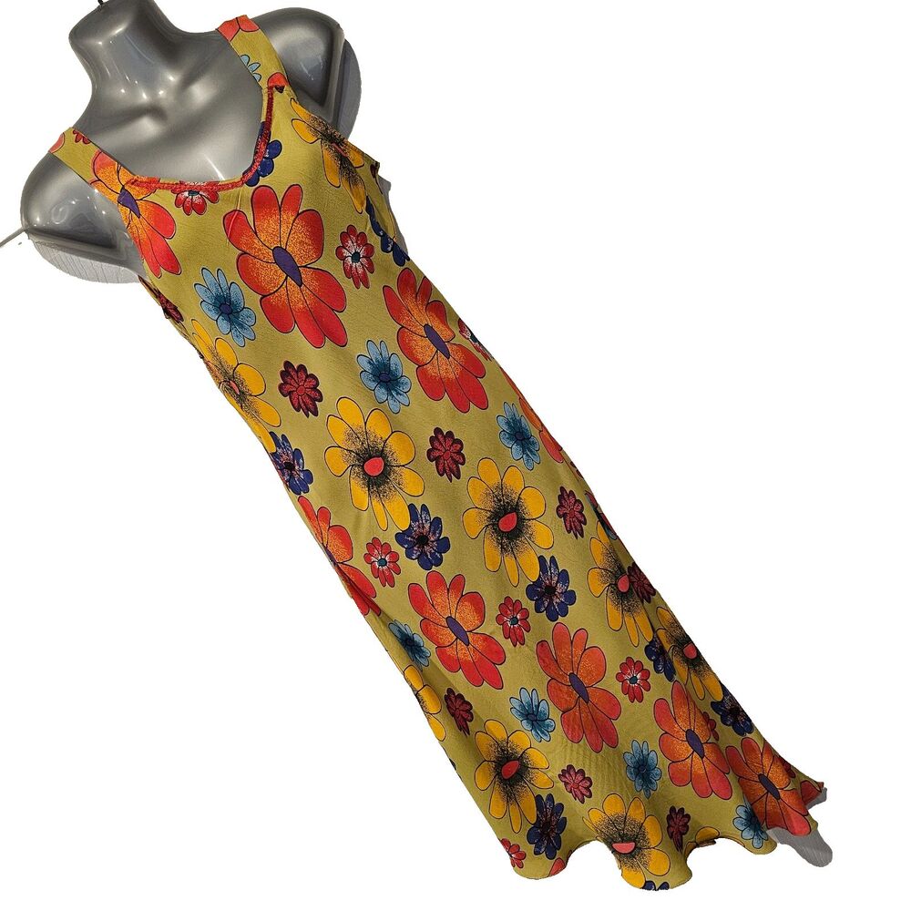 FUNKY PEOPLE y2k retro floral maxi dress 70s groovy print size L happy dopamine